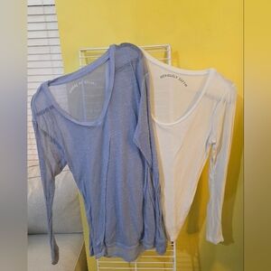 Aeropostale Long Sleeve Tees in Blue and White